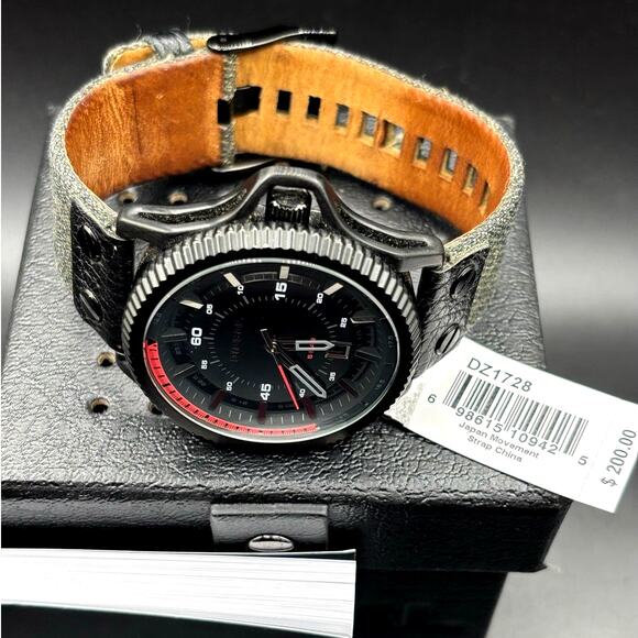 Diesel Rollcage DZ1728 Black Dial Canvas Leather Men’s Watch 46mm main image 12